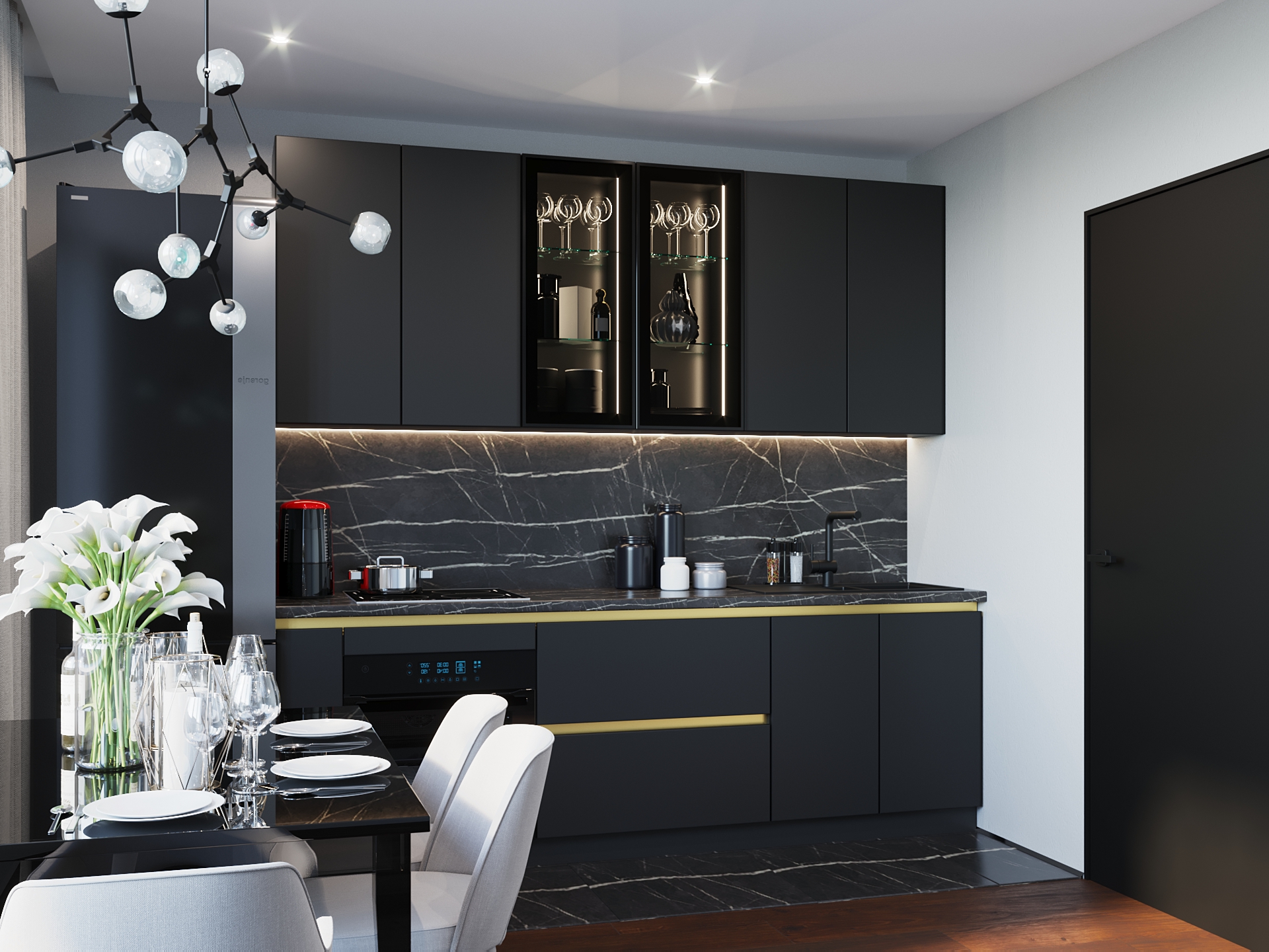 Новая коллекция кухонь с темными фасадами