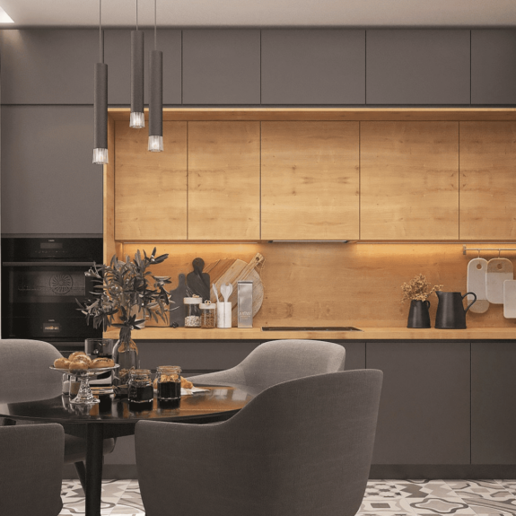 Серый цвет в интерьере кухни: с чем сочетается