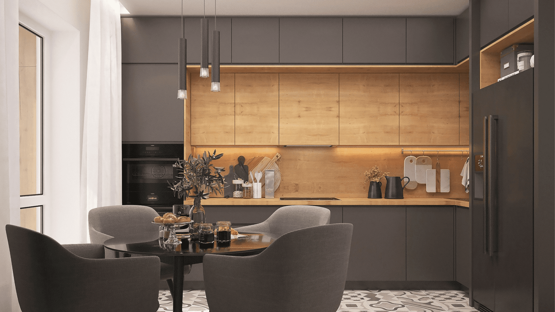 Серый цвет в интерьере кухни: с чем сочетается